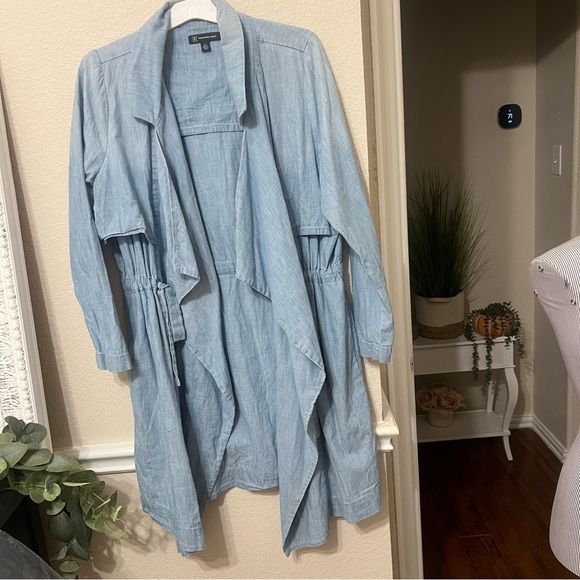 INC International Concepts Women's Blue Draped Chambray Jacket Large - Picture 12 of 16